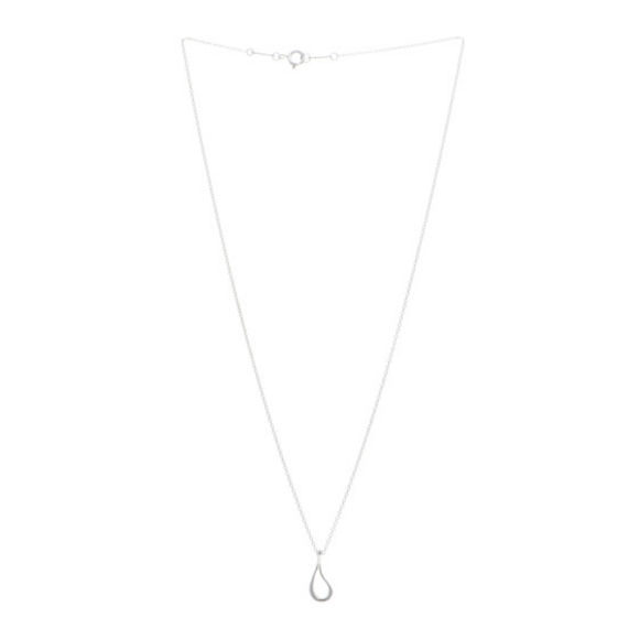 TIFFANY Sterling Silver Elsa Peretti Open Tear Drop Pendant Necklace - Picture 3 of 4